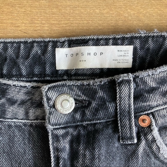 Topshop Washed Black Mom Jeans - Picture 2 of 3